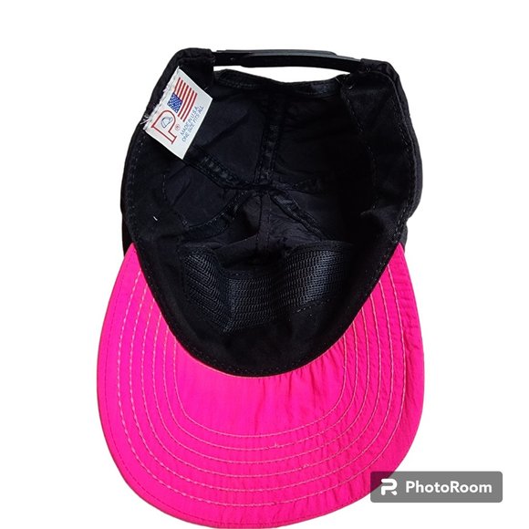 VINTAGE 1991 EYES ON THE CLASSICS HAT CAP MADE IN USA SNAPBACK NEON PINK BLACK - Picture 3 of 6